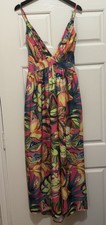 Bright Colored Tropical Boho Depth V/Neck Dress Size 1XL