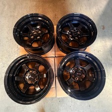 Used 15x8 Vors Tr7 4x1004x114.3 0 73.1 Black Wheels Set4