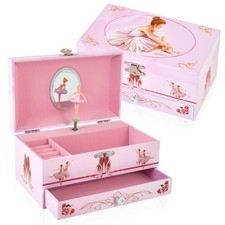 Classical Ballerina Musical Jewelry Box with Drawer and Dancing Ballerina,Gir...