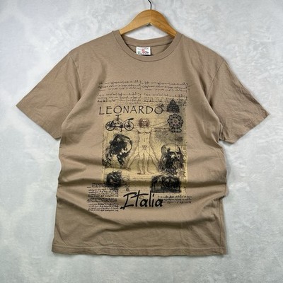Vintage Men s Leonardo Da Vinci SS Tan T-Shirt Made in Italy L
