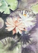 Original & vintage Marion Mimi Sutton Floral Watercolor Painting DeLand Florida