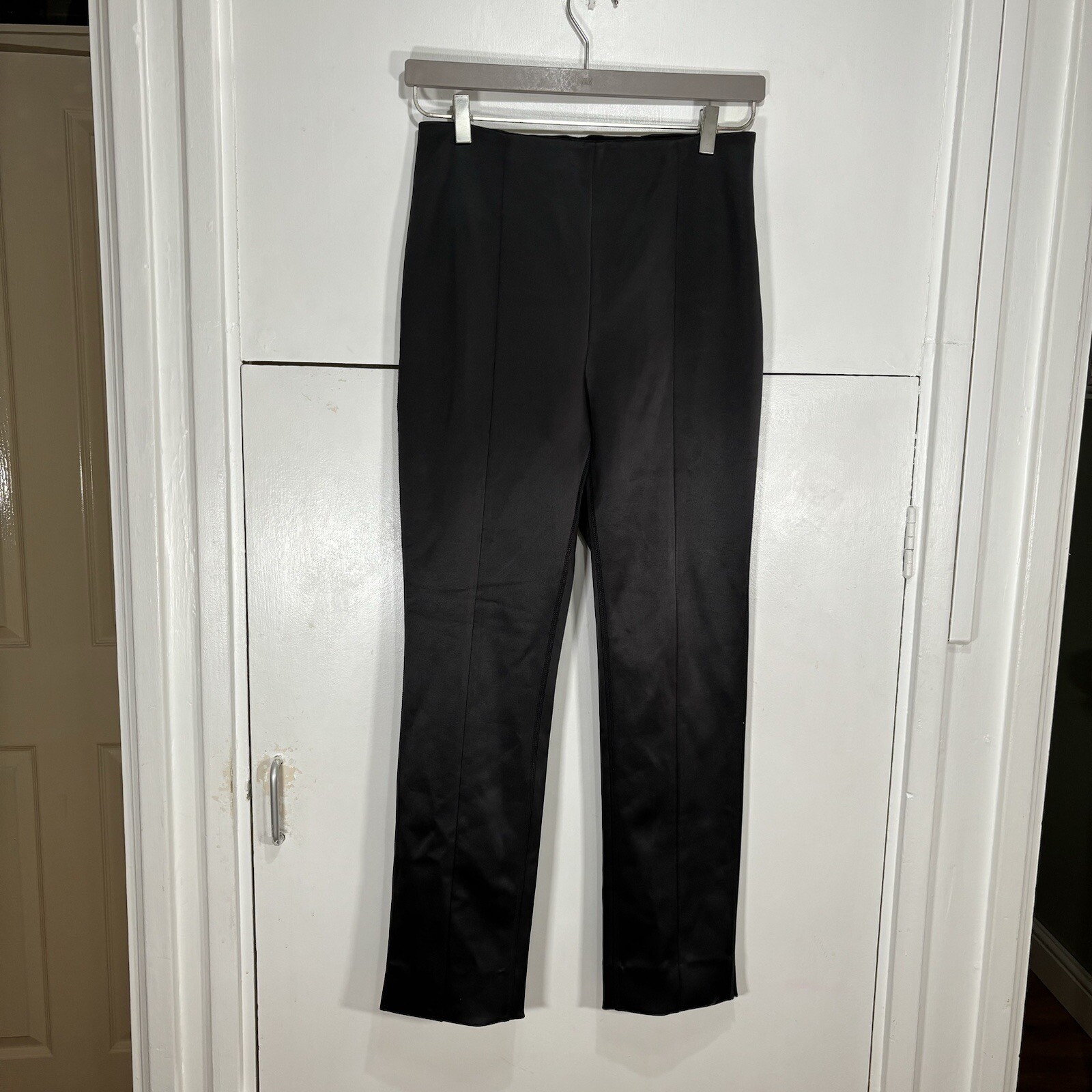 Arket Trousers Black Satin Skinny Straight Women's Front Seam EU