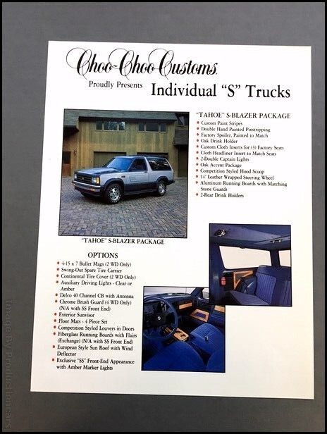 1987 Chevrolet S10 Blazer Choo Choo 1-page Factory Car Brochure