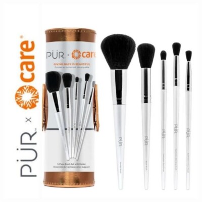 Pur X care 5 piece brush set with holder for face and eyes New in box
