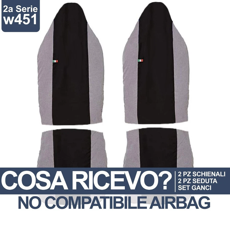 COPRISEDILI AUTO COMPATIBILI CON SMART W450 W451 W453 MADE IN ITALY VARI COLORI - Immagine 3 di 4