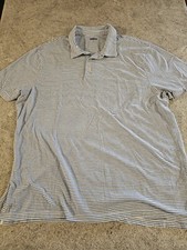 Old Navy Men's White And Blue Striped Polo Shirt Size 2XL