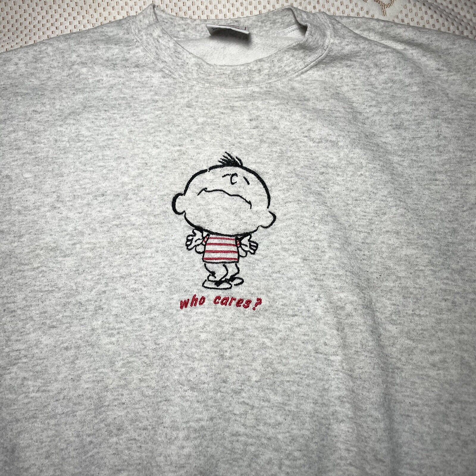 Who Cares Charlie Brown Sweatshirt Adult XL Long … - image 5