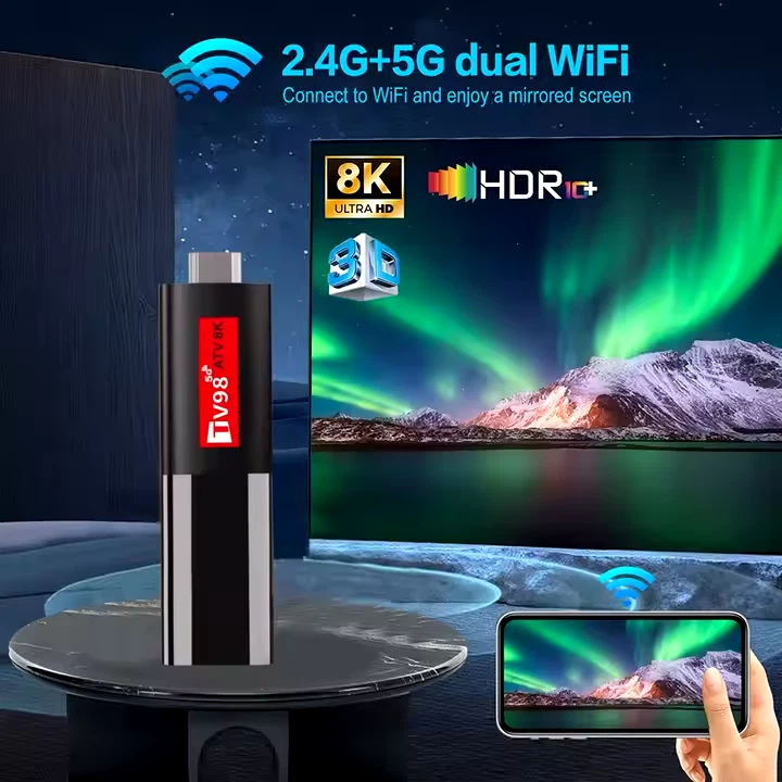 TV98 ATV 8K Smart TV-Stick 2.4/5G dual wifi6 BT 5.0 mit Andriod 14 Andriod TV - Bild 2 von 4