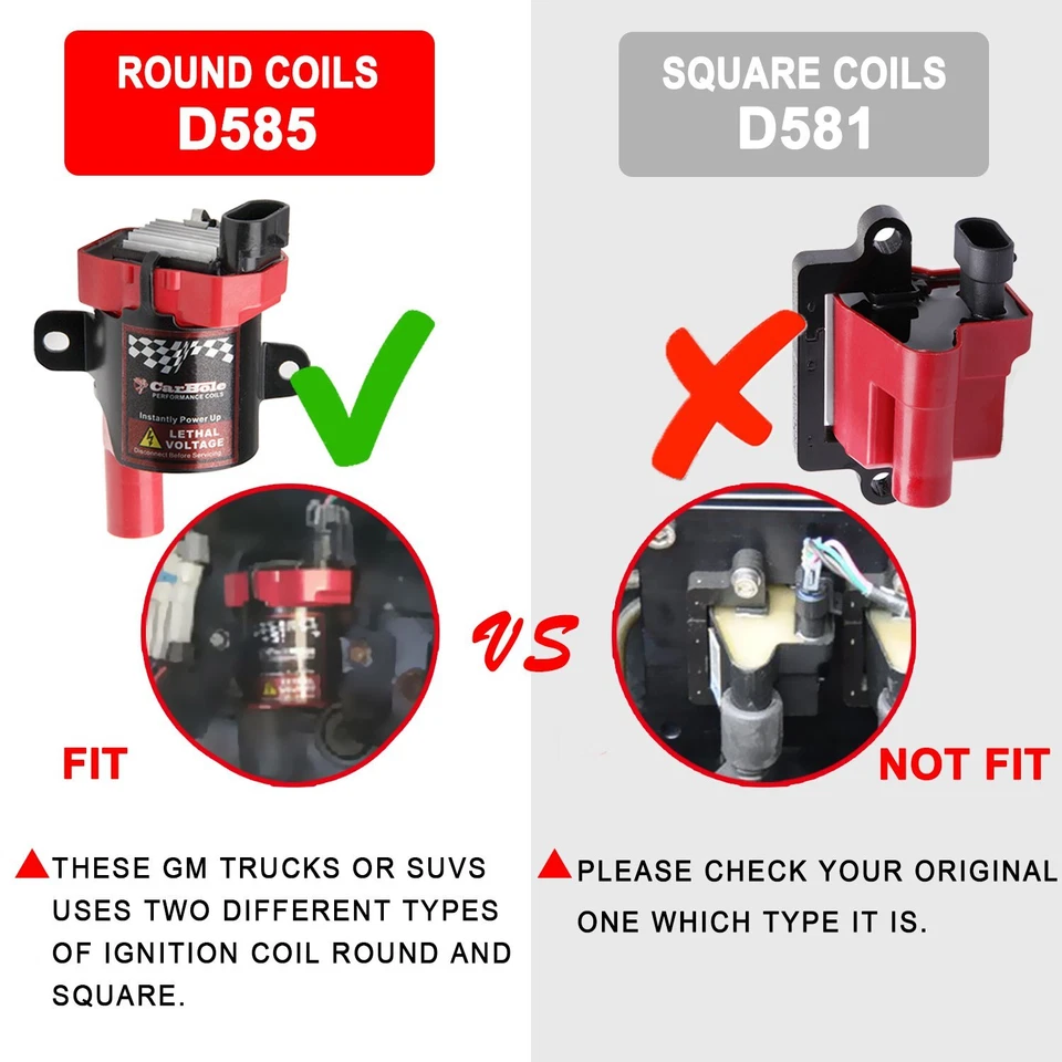 Juego de 8 bobinas de encendido redondas UF262 para Chevy GMC Silverado 1500 2500 Tahoe Suburban Foto 2 de 4