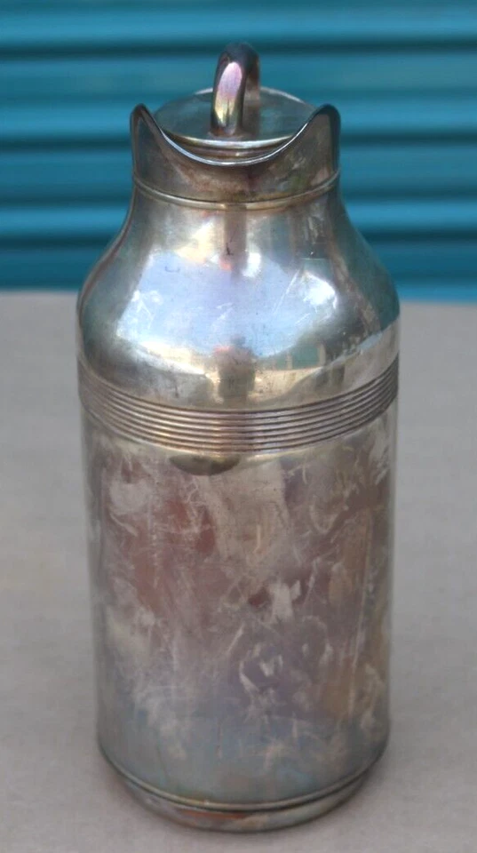 Jarra con aislamiento frío caliente termo chapado en plata Christofle con tapa y 2 tazas Foto 4 de 4