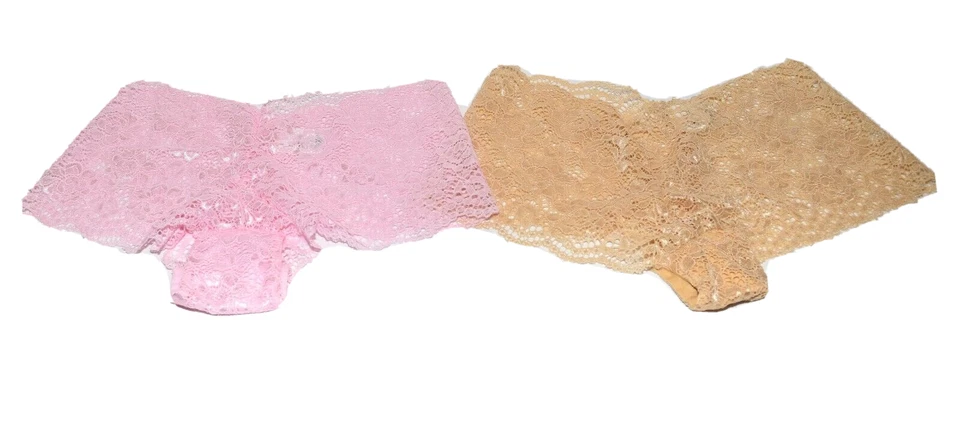 Calcinha Isaac Mizrahi 2 pares bege e rosa floral renda hipster tamanho PS NOVA SEM ETIQUETAS - Imagem 2 de 4