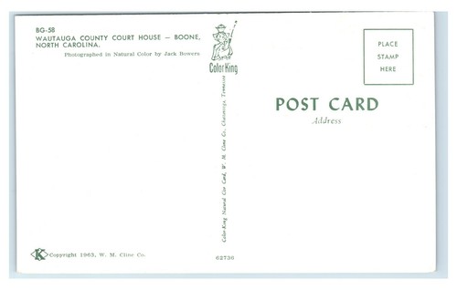 Postcard Wautauga County Court House, Boone NC c1963 H65 - Picture 2 of 2