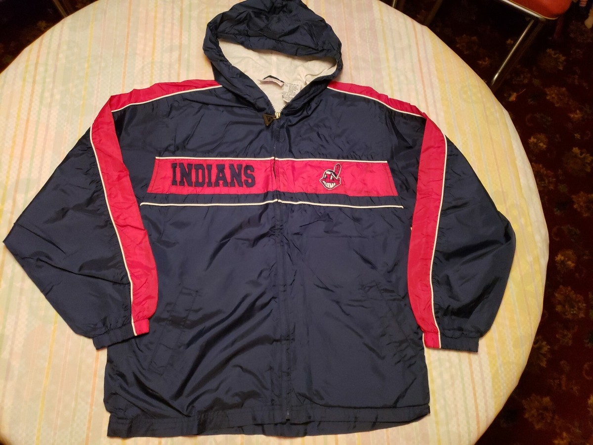 Vtg 90's MLB Cleveland Indians Cheif Wahoo Windbreaker Jacket L