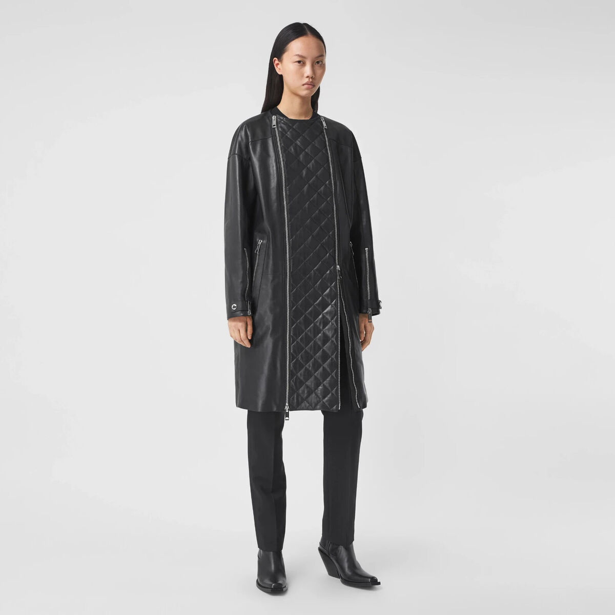 BURBERRY★素敵!Women's LUSHILL Black Quilted Leather Coat NEW BURBERRY Women's UNI LUSHILL Black Quilted Leather Long