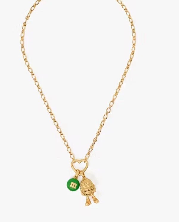 Kate Spade M&M Statement Pendant Necklace Green Peanut M&M Candy Novelty NWT - Image 4 of 4