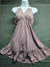SHEIN Medium, Dusty Lavender Strappy Short Dress Ruffle Hem