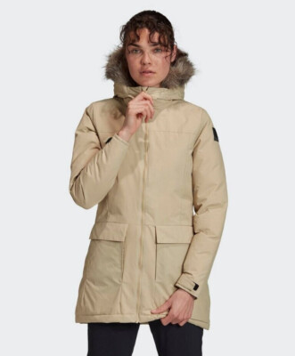 ADIDAS Damen Xploric Parka Jacke Kapuze Woman Long Jacket Kunstfellbesatz XS - L