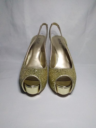 A.n.a. A New Approach Women Gold Glittery Heels Size 9 M New!! - 第 4/16 張圖片