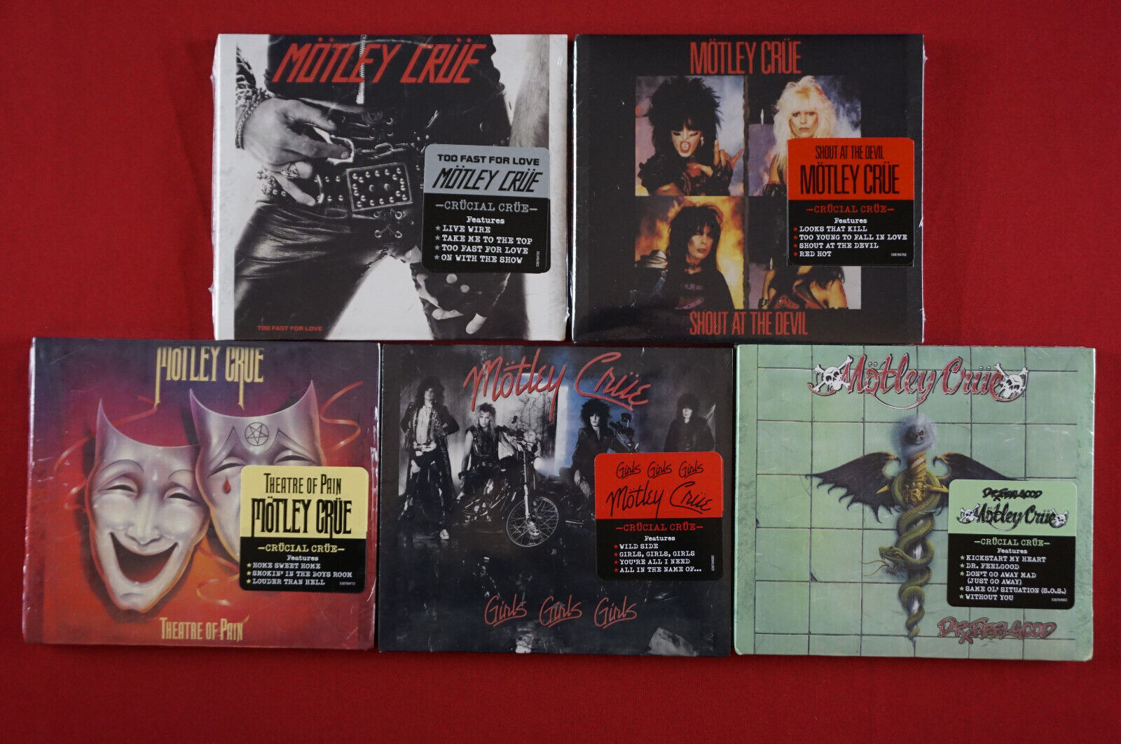 Motley Crue 5 CD Lot Too Fast For Love Shout At The Devil Dr. Feelgood +More New