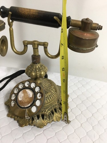 Telefono antico vintage in ottone per ricambi o riparazioni necessita di ri-cablato - Foto 11 di 12