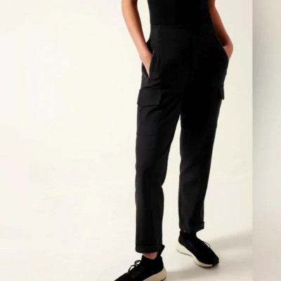 ATHLETA Endless Cargo High Rise Jogger Pant | Black 6 #467187 NEW