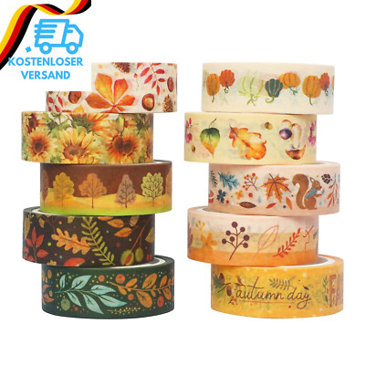 YUBX Washi Tape Set Herbst Masking Tape VSCO Dekoratives Klebeband Bunt Für DIY