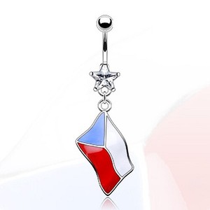 Bauchnabelpiercing Mit Czech Tschechien Flagge Und Kristall Stern Ebay