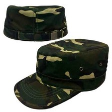Forest Camo Plain Solid Blank Military Flat Cadet Castro Patrol Fitted Cap Hat
