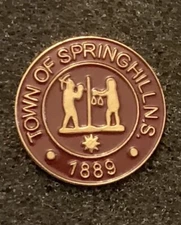 Town Of Springhill Nova Scotia 1889 Mining Canadian Gold Tone Lapel Pin - SP1