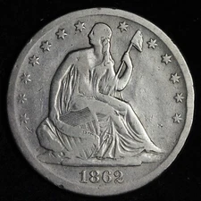 1862-S Seated Liberty Silver Half Dollar FINE E285 JML