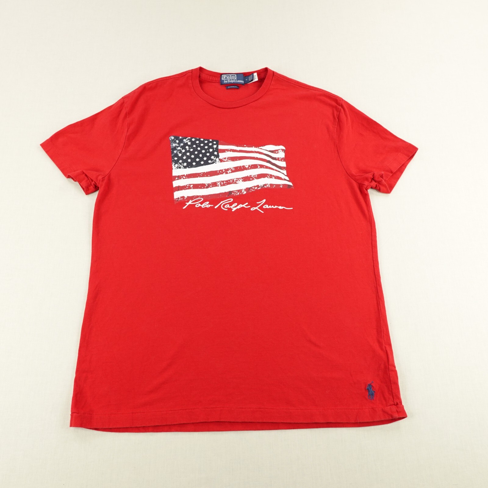 Polo Ralph Lauren camicia uomo media rossa vestibilità classica bandiera americana USA retrò pony