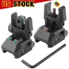 Foldable Fiber Optics Flip-up Sights Front Rear Sight for Picatinny Rails