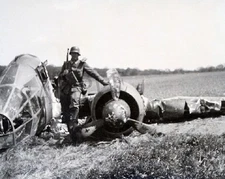 German Soldier Shot Down French Potez Bomber 8"x 10" World War II WW2 Photo 5p