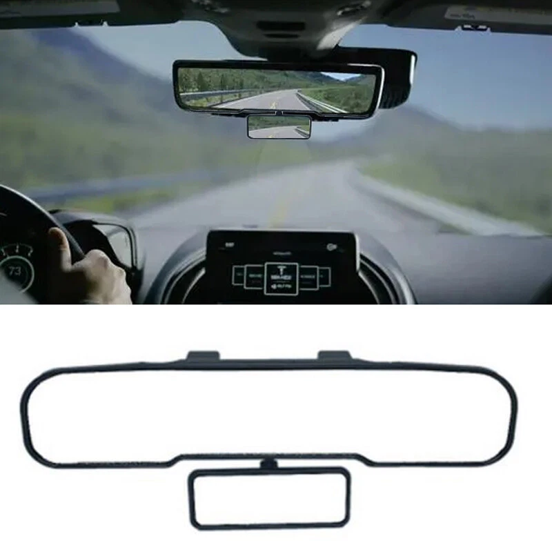 1x Espejo retrovisor auxiliar universal grande interior coche vidrio transparente Foto 2 de 4