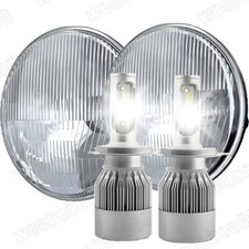 7 Inch Led Glass Headlight Round Original Classic Look Conversion Chrome Pair