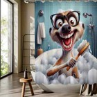 Catweasel Cartoon Pattern Digital Print Shower Curtain, Bathroom Decor Home