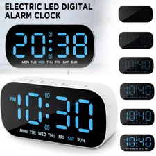 Digital LED Desk Alarm Clock LED Large Display Time Temperature Battery Snooze