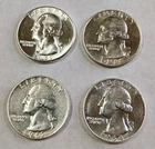 1957 D+P 1962 + 1964 D  AU Washington Quarters 90% Silver Coins (Set of 4) #W99