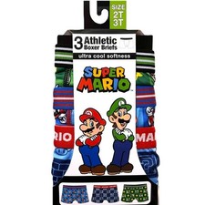 SUPER MARIO Toddler Boy's size 2T-3T BOXER BRIEFS 3-Pair STRETCH New with Tags