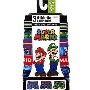 SUPER MARIO Toddler Boy's size 2T-3T BOXER BRIEFS 3-Pair STRETCH ~ New with Tags