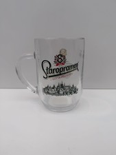 Official Staropramen Prague Pint Tankard – Toughened Glass Beer Mug (20oz) 