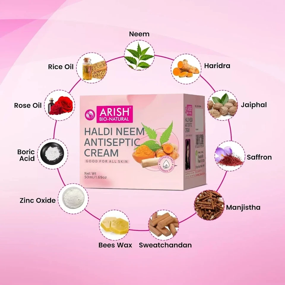ARISH BIO-NATURAL Haldi Neem Crema Antiséptica Pack Bueno para Toda Piel 50 ml Foto 4 de 4