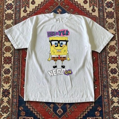 SpongeBob nerd  get yer nerd on  graphic tee funny cartoon y2k cotton shirt