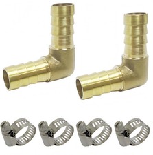 Brass Hose Barb Fitting 90 Degree Elbow 3/8" Barbed x x 3/8",