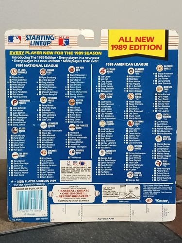 ⚾ 1989 Kenner Starting Lineup GLENN BRAGGS Milwaukee Brewers To Figure+Card - Picture 9 of 14