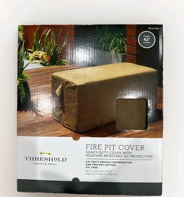 Threshold Rectangle 42'' Fire Pit Cover - Tan - Heavy Duty UV Protection 42x20x16