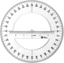 1Pc White 6-Inch 360 Degree Protractor - Round Angular Ruler for