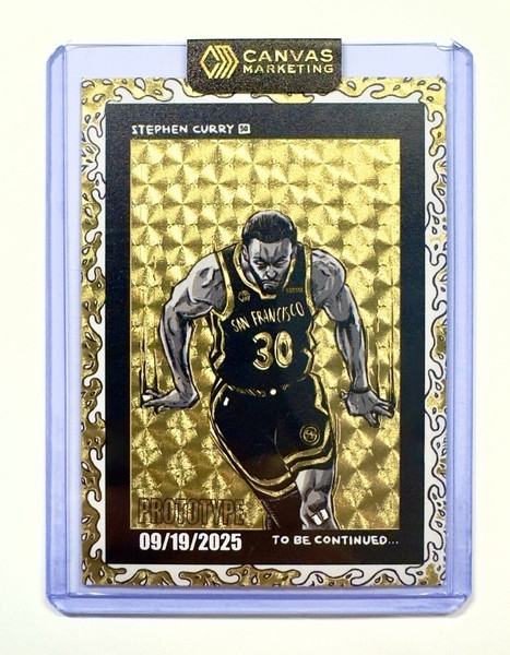 Pegatina Prizm dorada prototipo marketing lona Stephen Curry 29/30 2025