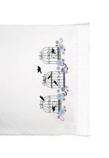 Design Works Crafts, 20" x 30" Stamped Pillowcases-Embroidery, Birdcage Floral
