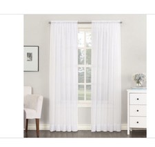No. 918 Emily Sheer Voile Rod Pocket Curtain Panel, 95" x 59", White , 1 Panel
